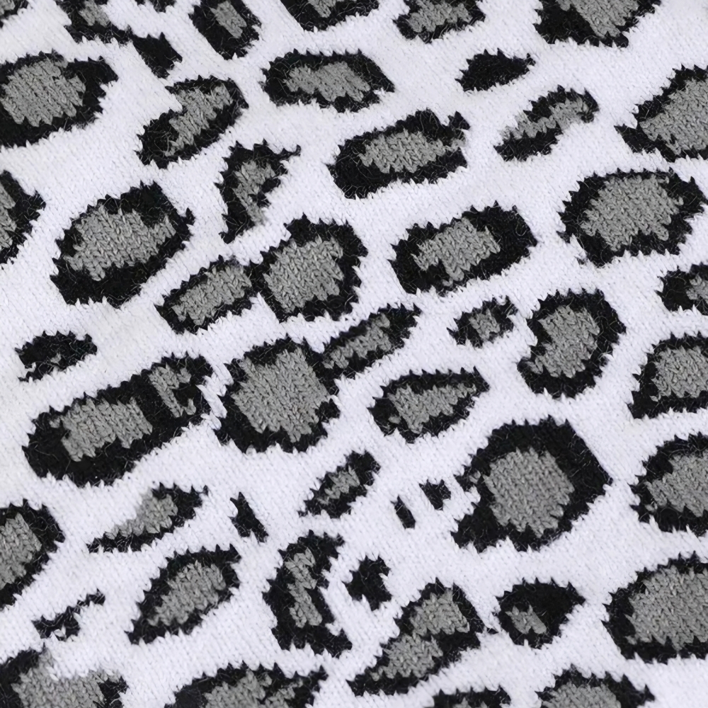 Leopard Print Beanie White Grey - Picture 7 of 13
